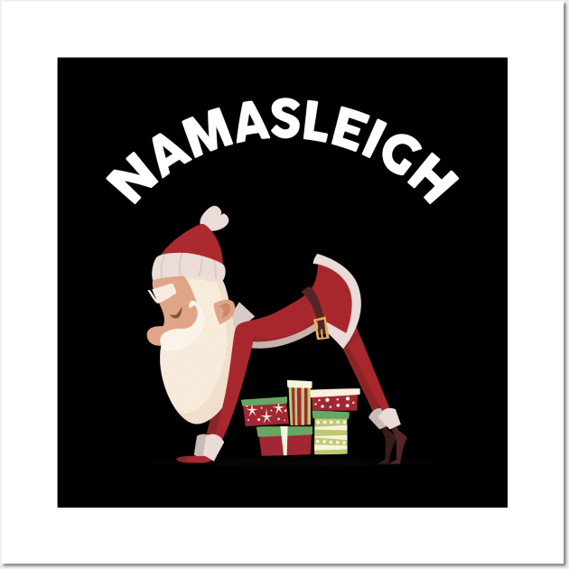 Funny Christmas Namasleigh Santa Yoga Position Gift T-Shirt Wall Art by geekandgamerstore